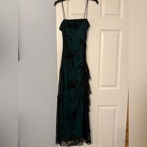 Byer Too! Vintage Y2K Green Black Evening Gown Dress